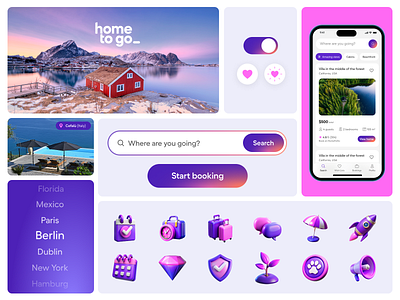 Brand collection 3d apps brand guideline hometogo pallete travel ui ux vacation