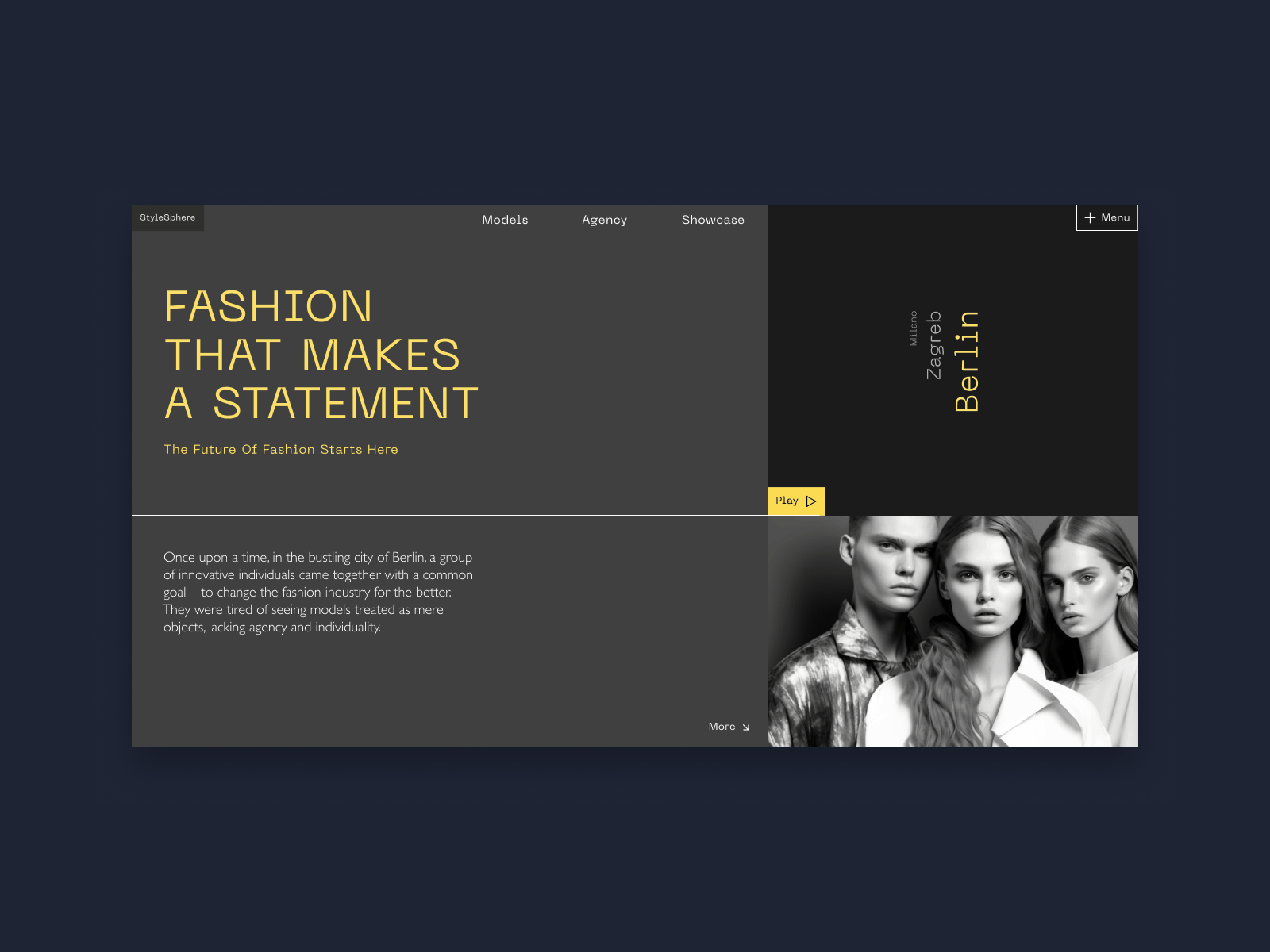 Model Agency Website Concept agency ai chatgpt concept design fashion midjourney models ui uiux webdesign website