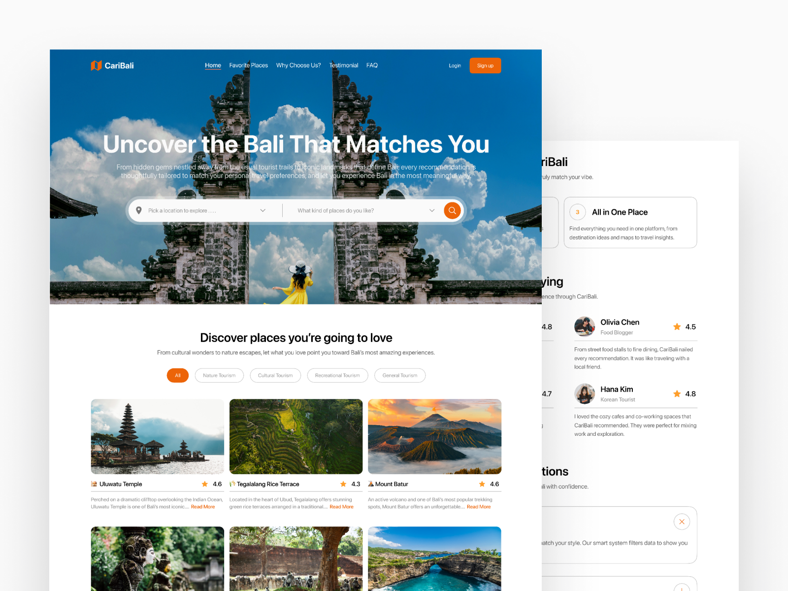 🌴✨ CariBali - Personalized Tourism Recommender Website bali cleandesign figma productdesign travel webdesign