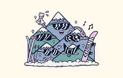Cold Weather Crew x Mountain Weekend apres cheers coldweathercrew colorado denver extreme freelance design gang illustration merch mountainweekend shirtdesign ski snowboard sports