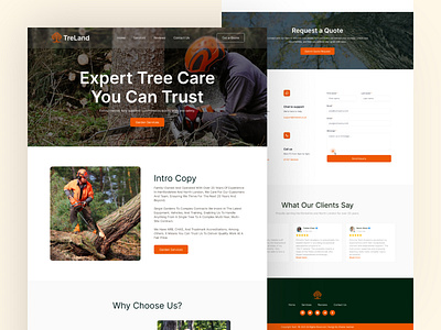 TreLand – Professional Tree Care Website cleanui design dribbble gardenservices industry landingpage plant care requestaquote symbol treecare uiuxdesign webdesign websitedesign