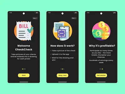 CheckCheck app - Onbording app mobile onbording ui ux