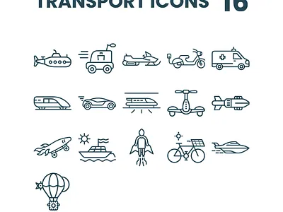 Collection of hand drawn transportation icons rocket