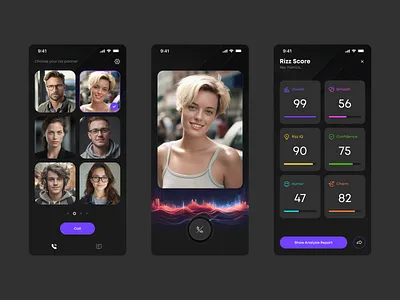 Rizz app avatar charm conversation dating flirt mobile ui