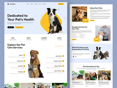 FurClinic – Veterinary & Pet Care Website Design cat care dog care inspiration website landing page landing page design minimal website pet care pet groming website pets healthcare small business ui design uiux vet care web design website