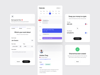Modals Forms & Flows calendar clean consistency crypto design system documentation exchange finance flow forms information market modal popup profile steps success trade ui ux