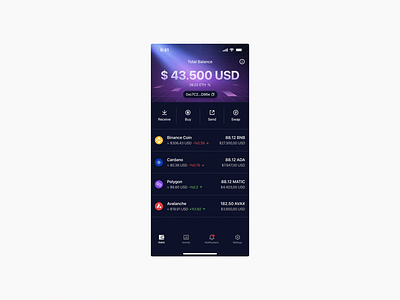 Cold Wallet | Tokens Page app bank bitcoin cold wallet crypto cryptocurrency design finance fintech light beam mobile app shiny tokens ui wallet