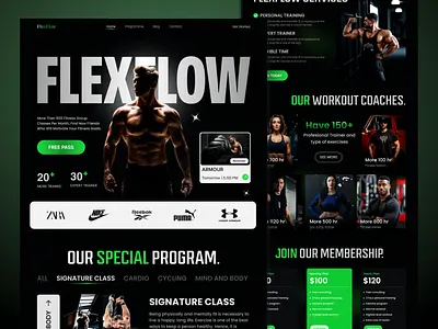 Gym - Fitness Website Design athlet clean design coach fitness fitness website gym health landing page minimal popular design sports uiux website workout