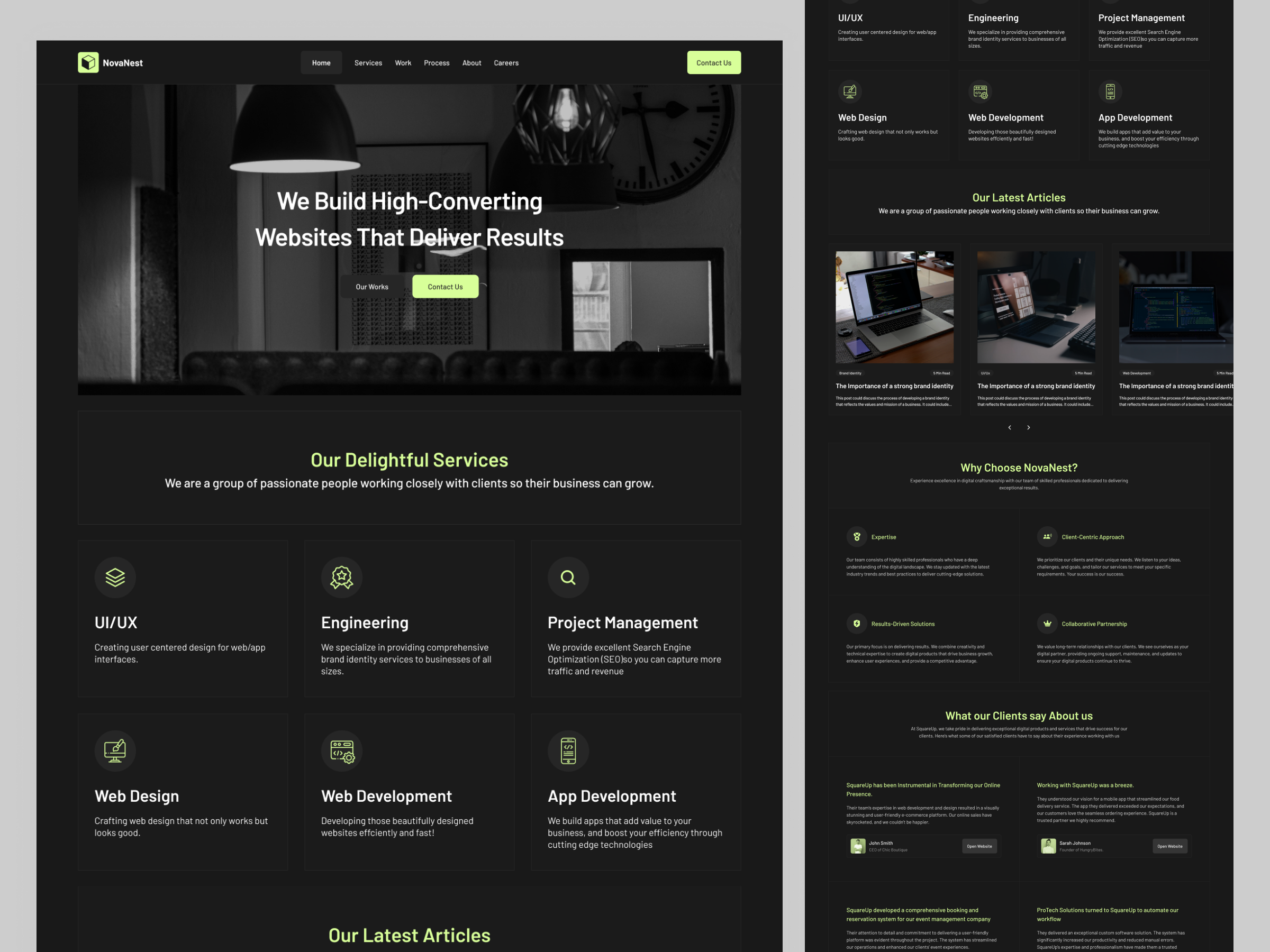 High-Converting Digital Agency Website Homepage agency website brand identi dark theme digital agency grid layout homepage design landingpage design modern ui ui ux web design web development