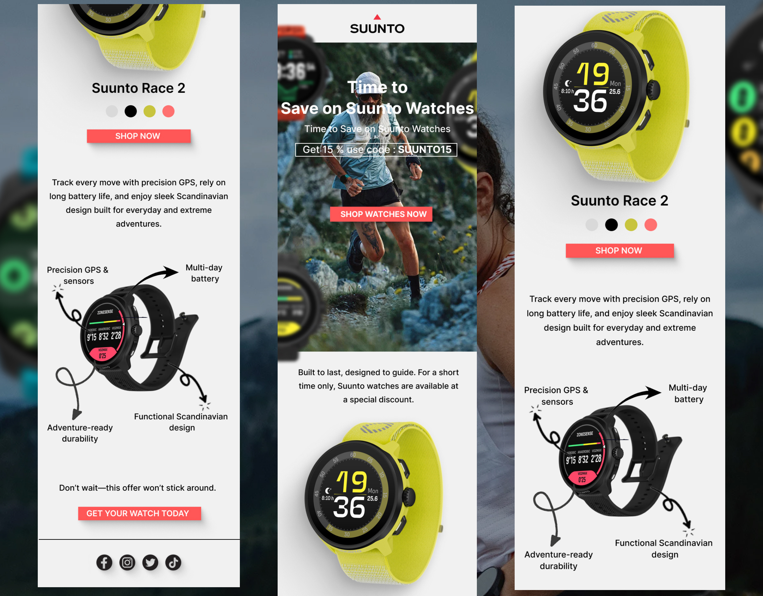 Promotional Figma Email Design for Suunto Watches ecommerce email design email design email marketing email template email template design figma figma design figma email figma email design figma email template figma email template design figma template klaviyo email klaviyo email design klaviyo email template klaviyo template mailchimp email mailchimp email design mailchimp email template mailchimp template