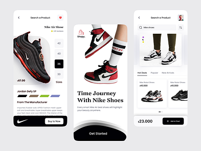 Shoes E-Commerce Mobile App Design analysis animation app brand branding design ecommerce figma graphic design home illustration logo mibile motion graphics shoes store ui user interface ux uxui