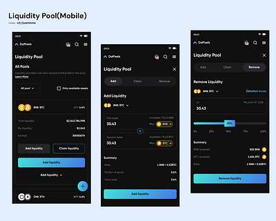 Liquidity Pool blockchain cryptocurrencies defi design ui ux