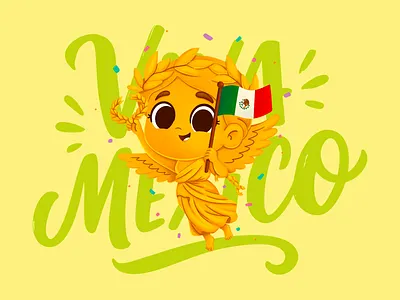 Viva Mexico! all ages angel cartoon celebration character design children cute flag illustration independence day kawaii kids mascot mexico mexico city