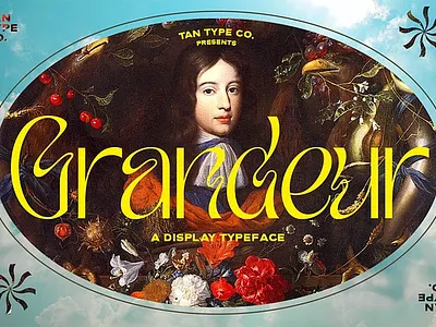 TAN - GRANDEUR DISPLAY FONT bold bold font branding design display font font illustration modern psychedelic font retro retro font serif tan grandeur display font vintage vintage font