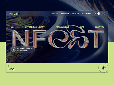 NFEST | Festival website 2023 animation brand branding conference dark design festival green homepage logo space stars ui uiux ukraine ux web design web3 website