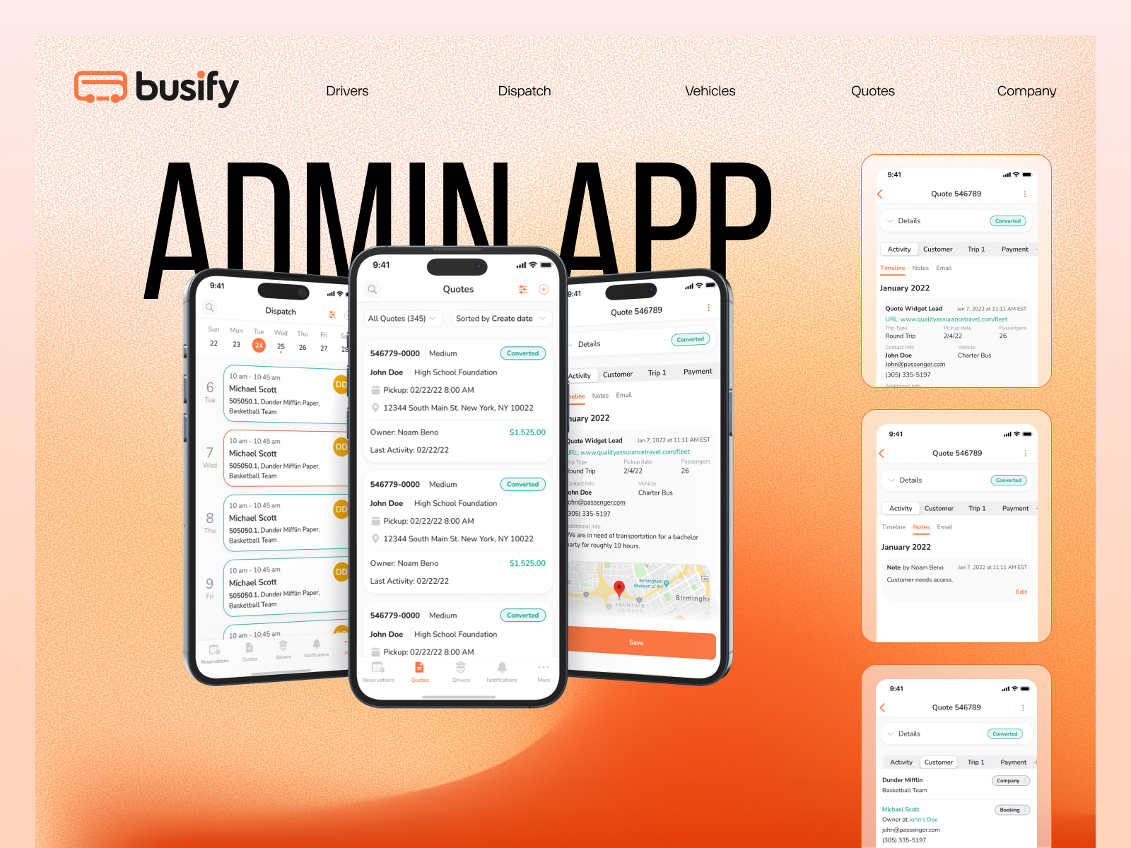 Example of Admin Mobile App – Charter Bus Booking System