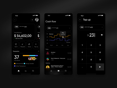 Finance Banking App - Mobile App Design app app design banking banking app clean dark mode finance finance app fintech ios minimal mobile modern ui ux