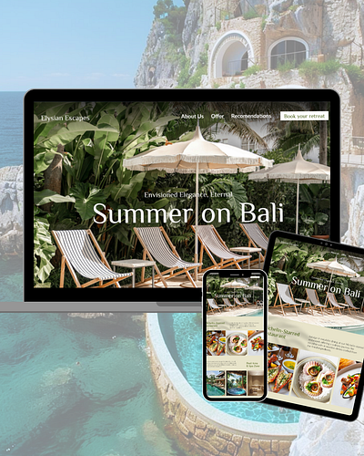 Elysian Escapes Website Design bali branding figma graphic design marketing travell ui ux web webdesign website