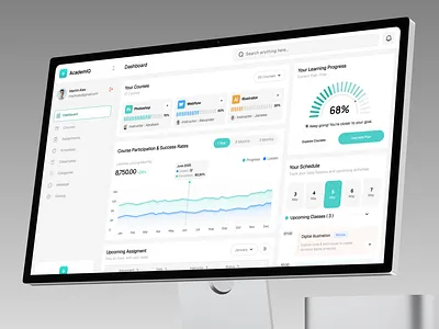 AcademIQ – Dashboard E-Learning Management System courses platform crm platform dashboard design e learning dashboard edu tech education education platform elearning learning learning platform learning platform web app lms product design school online students study web uiux design web app webflow