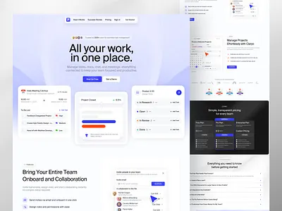 Claryo - Productivity Landing Page clean design interface landing design landing page landing ui productivity productivity landing page saas saas landing page saas web design ui ux web app web design website design