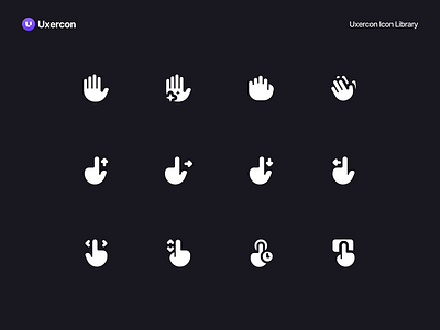 Hand & Gesture - Uxercon Icon Library animation arm design figma finger gesture gesture icon hand hand and gesture hand icon human icon icon design logo people touch ui uiux ux uxercon