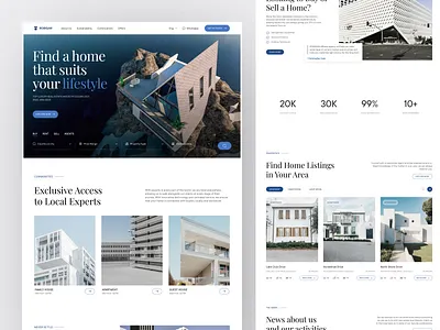 Robigan - Real Estate Website apartment architecture b2b building business company home house landing page minimalist properties property real estate realestate service ui ux villa web design website