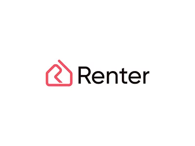 Renter Logo Design Concept architecture arrow booking building construction creative geometric graphic design home house letter logo letter r logo design modern rent sell