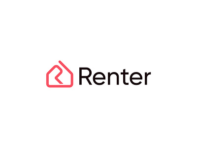 Renter Logo Design Concept architecture arrow booking building construction creative geometric graphic design home house letter logo letter r logo design modern rent sell