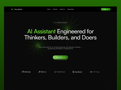 NeuroSpark — AI Assistant Landing Page Exploration ⚡🧠 branding design graphic design illustration landing page logo typography ui ux web