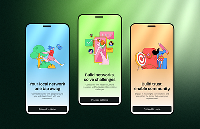 Onboarding – Community Networking App app design branding design design inspiration illustration inspiration mobile mobile design mobile onboarding mobile ui onboarding design onboardingui productdesign ui uitrends uiux useronboarding web