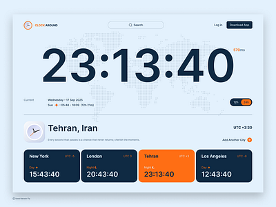 Clock Around – Global Time in a Snap / Light Mode 3d app branding design flat graphic design icon illustration illustrator landing page minimal product design time typography ui ux vector web web design website