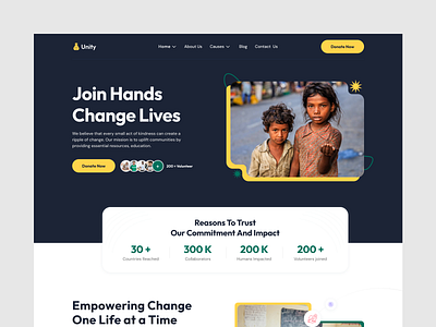 Charity Landing Page charity charity landing page charity website clean ui creative website donation figma design fundraising website homepage landing page design modern website non profit website ui ux web design web template website website ui