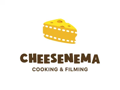Cheesenema Cheese Cinema Logo branding cheese cook cooking design entertainment film graphic design healthy icon illustration logo logos media milk movie reels simple vector yellow