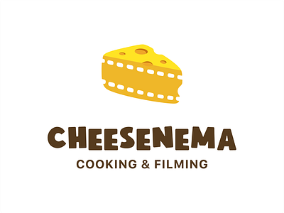 Cheesenema Cheese Cinema Logo branding cheese cook cooking design entertainment film graphic design healthy icon illustration logo logos media milk movie reels simple vector yellow