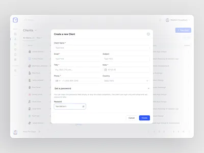 Create Client Modal add new client all client view clean client client modal client tab create new client modal saas saas design saas webapp task ui uiux website