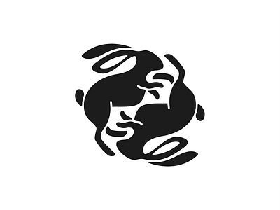 Yin Yang Rabbit Logo Design asian branding bunny design ear graphic design icon illustration logo logos rabbit simple twin vector yin yang