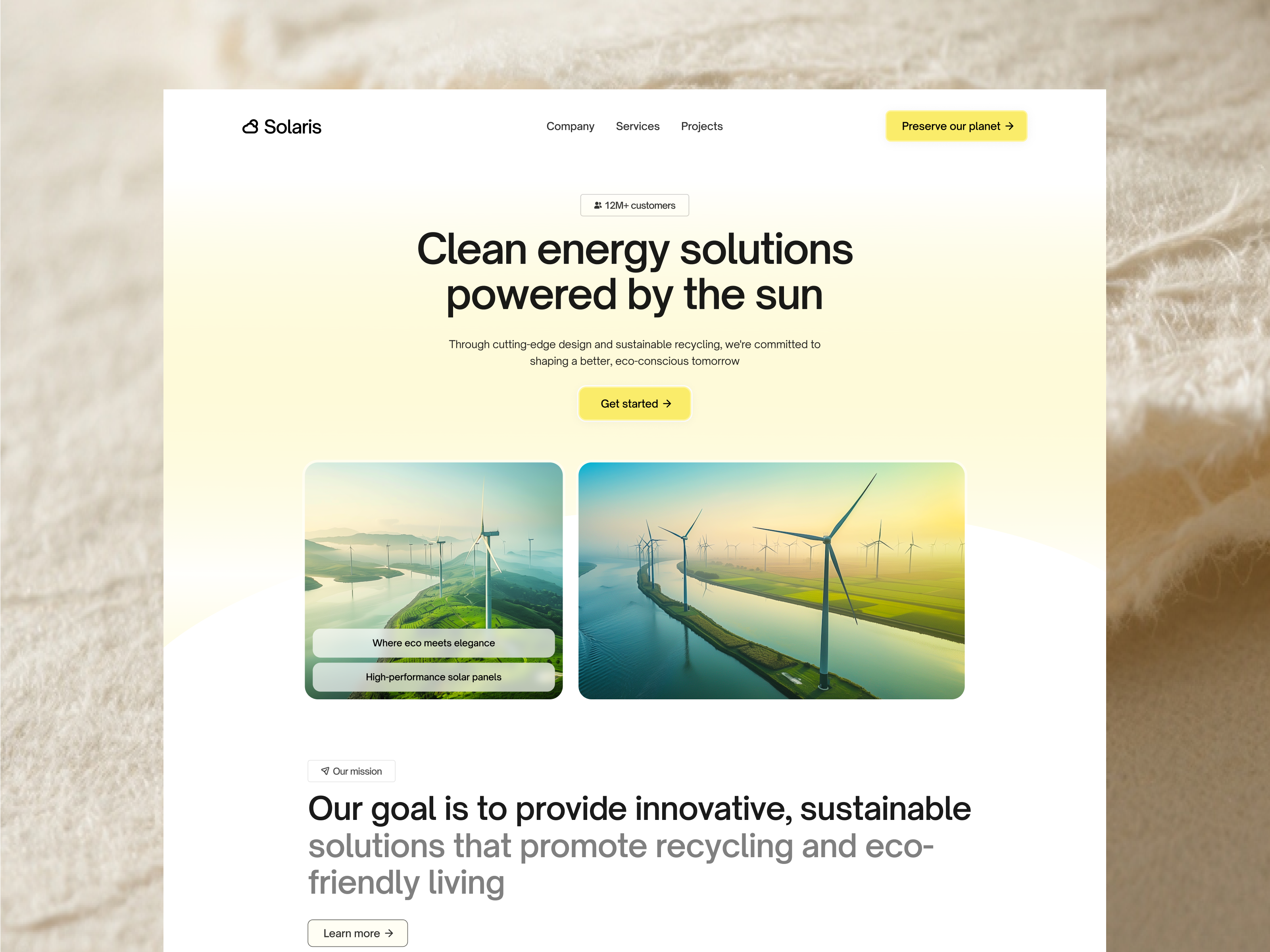 Clean Energy Website • Solar Hero Section b2b clean energy landing page corporate website design design eco friendly web design energy solutions ui hero section landing page modern business website modern ui design solar solar energy website solar panel company site solar power solar website sustainable ui user friendly web app website