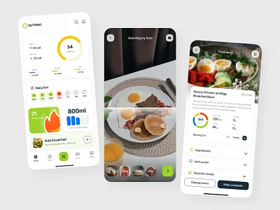 NutriGo - Food Tracker App branding calorie clean ui fat food food tracker illustration mobile app nutrition protein ui design ux design water