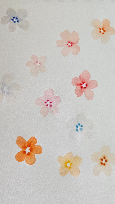 Delicate Watercolor Flowers in Soft Shades illustration