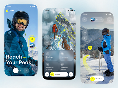 Ski & Adventure Tracking App UI – Explore, Track & Conquer Peaks activity adventur app design ar tracking climbing gps gps tracking hiking mobile mobile app mountain outdoor ski app skiing sports tracking travel app