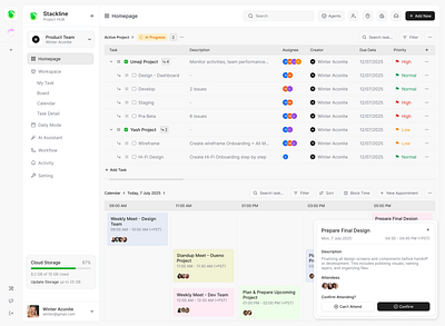 Stackline - Homepage create task dashboard design project management saas task manager ui uiux user experience user interface ux