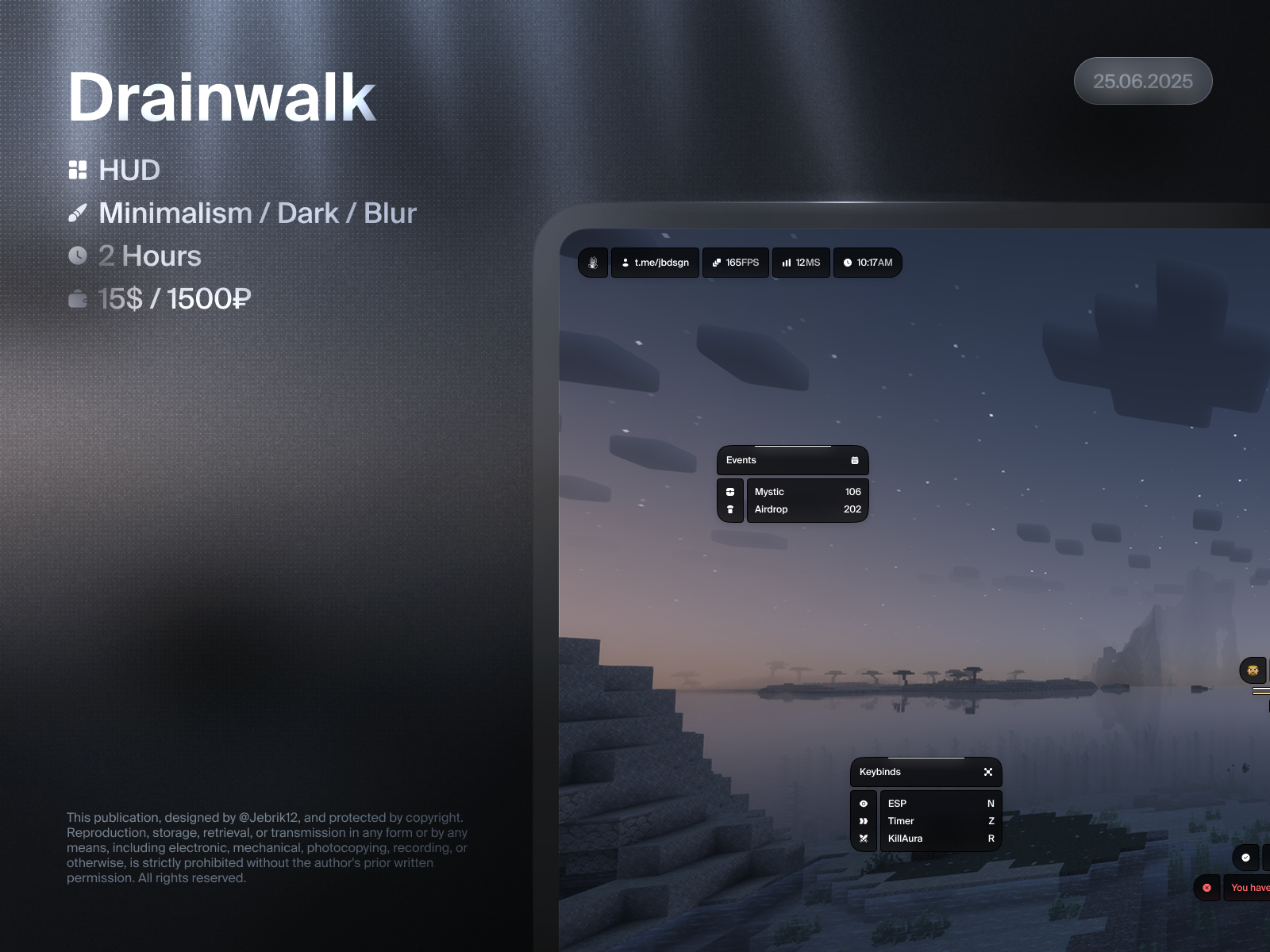 Drainwalk cheat game hack hud minecraft ui uiux uix ux