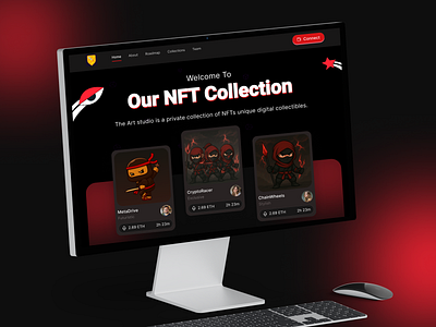 NFT Landing Page - Our NFT Collection. ai nft community engagement cryptoart dark graphic design landing page modern design nft nft art nft collection nft landing page nft marketplace ui web design website zodiac