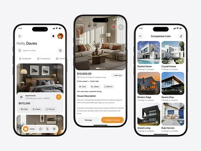Real Estate Mobile App app design cards figma graphic design home ios mobile app mobile ui product design property property finder ui property listing real esate real estate real estate app real estate design real estate mobile app saas ui