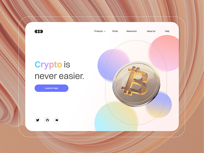 Crypto Landing Page branding design illustration minimal ui