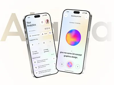 AI Assistant App - Futuristic & Next Gen Mobile UI/UX Design ai ai app ai chat ai mobile ai mobile app ai powered ai voice ai generate assistant chatbot futuristic interface meta ai