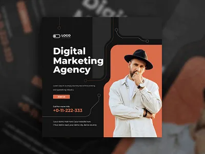 Marketing agency post advertising agency banner black business company conference corporate design digital marketing facebook instagram linkedin marketing post social media tech template web x