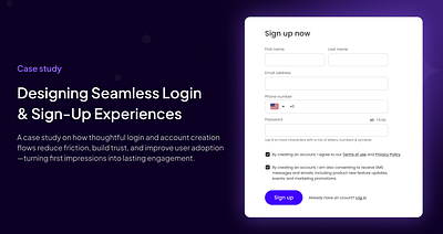 Login & Sign-Up, Simplified casestudy experience graphic design login productdesign signup ui ux website