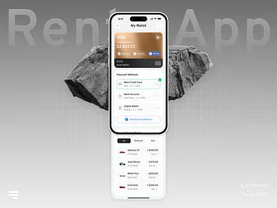 Car Rental Mobile App - My Wallet / E-Receipt Screen app design app interface car rental app clean ui dashboard ui digital wallet e receipt finance app fintech mobile app design mobile ui payment screen product design rental app ui design user experience user interface ux design wallet screen