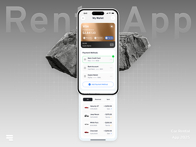 Car Rental Mobile App - My Wallet / E-Receipt Screen app design app interface car rental app clean ui dashboard ui digital wallet e receipt finance app fintech mobile app design mobile ui payment screen product design rental app ui design user experience user interface ux design wallet screen